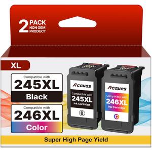 246XL 245XL Ink Cartridge Replacement for Canon 245XL 246XL Combo Pack Compatible for Canon Ink 245 and 246 Work for Pixma TS202 TS3122 TR4520 TR4522 iP2820 MX490 MX492 MG2522 MG2420 MG2920, 2 Pack