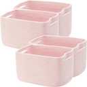ENAORGAN Set of 4 Pink Woven Cotton Rope Storage Baskets for Baby Girl Rectangle Basket for Book Towel Toy Storage