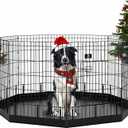 PJYuCien Dog Playpen - Metal Foldable Dog Exercise Pen, Pet Fence Puppy Crate Kennel Indoor Outdoor with 8 Panels 30H & Bottom Pad for Small Medium Pets (Black)