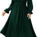 SCOMCHIC Women's Plus Size Wedding Guest Cocktail Dresses Fall Sweetheart Neckline Long Sleeve A Line Formal Maxi Dress (Green, XXXL)