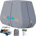 4/2+2 Passenger Golf Cart Cover 800D Marine-Grade Polyester with 2 Zipper Doors, Waterproof Windproof Sunproof Breathable Golf Cart Cover with Storage Bag Fits for Yamaha, Honda, Club car, EZGO