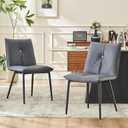 YOUTASTE Dining Chairs Set of 2 Mid Century Modern Upholstered Leather Kitchen Chairs Soft Padded Side Chairs with Metal Legs for Living Room Bedroom, Blueberry Purple