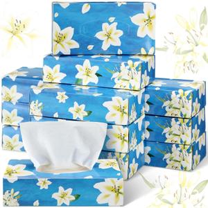 Yinder 12 Packs Facial Tissue Boxes 1560 Sheets Soft Facial Tissue Bulk for Teacher Classroom Spring 2 Ply 130 Sheets Disposable Travel Tissues Bulk for Weeding Car Household Kitchen(Beautiful Lily)