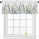 Sage Green Eucalyptus Leaf Curtain Valances for Windows Spring Summer Farmhouse Leaves Kitchen Curtains 54x18 Inch Short Rod Pocket Valance 1 Panel for Living Room Bathroom Bedroom Decor