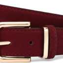 HOTWILL Women Suede Belt for Jeans Dresses Fashion Chunky Ladies Waist Belts with Gold Buckle (Medium: 29"-32" (Pant 8-10), Wine Red)