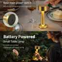 PUSU Cordless LED Gold Small Table Lamps Set of 2, Portable Rechargeable 4000mAh Battery Operated Desk Lamp, 3 Color Stepless Dimming for Kids, Restaurant, Bedside, Outdoor, Bar, Night Light, Gift