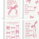 LARTSFRO Coquette Pink Bow Canvas Wall Art Decor Prints Posters, Pink Bow Room Bedroom Bathroom Dorm Wall Art Decor Aesthetic for College Teen Girls Gifts, Inspirational Bible Verses Bow Wall Decor, 11x14 Inch Set of 4 Pcs Bow Pictures (Canvas Framed 11x14)