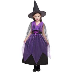 JIFRE Cute Children Halloween Orange Witch Costume for Girls, Toddler Infant Baby Halloween Costume Outfit Cosplay (3-4Y)