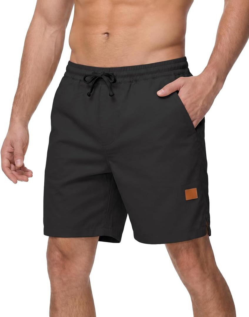 BUXKR Men's Lightweight Athletic Shorts Loose Fit Workout Shorts with Pockets for Gym Training and Sports, Quick-Dry Summer (Black, M)
