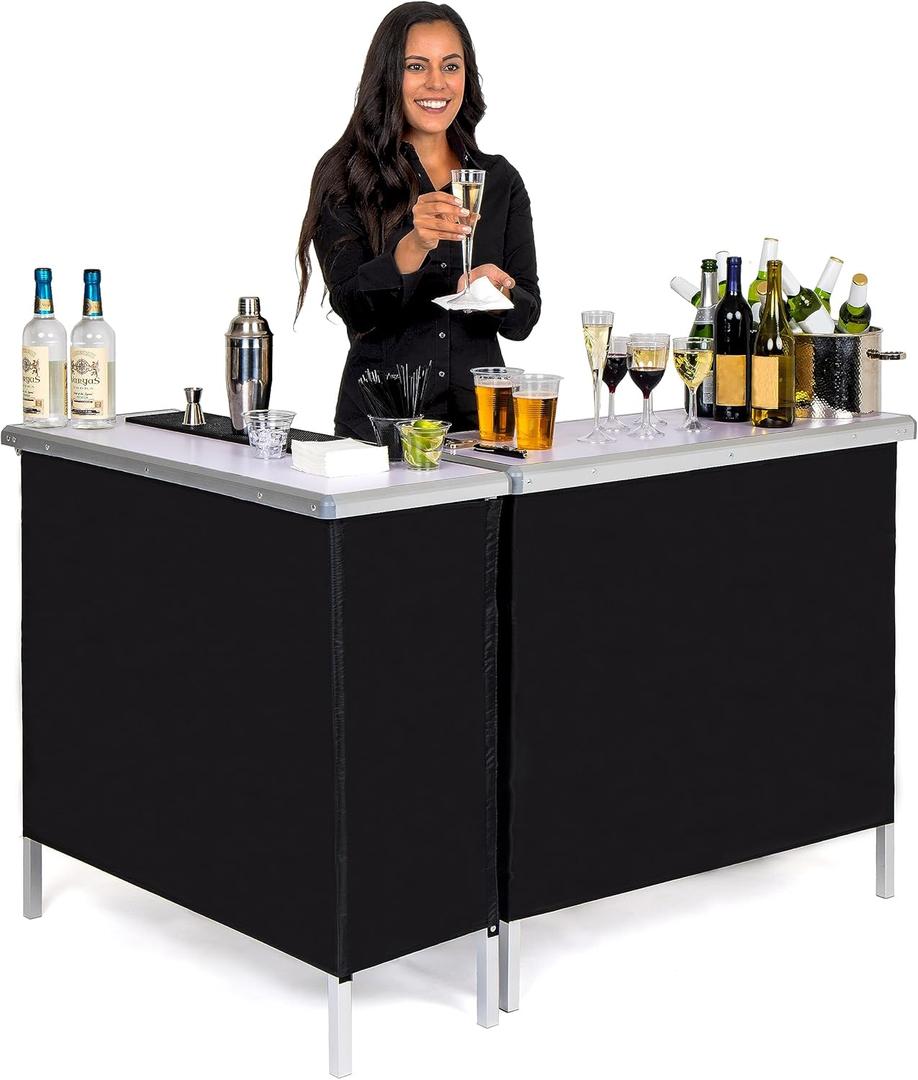 GoBar Portable Double Bar Table Set - Mobile Bartender Station for Events - Includes Carrying Case - Standard o