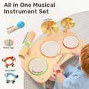 WINGYZ 11-in-1 Toddler Drum Set-Wooden Baby Musical Instruments for Toddlers 1-3 & Montessori Musical Toys,Music Table with Bongo Drums, Cymbals, Maracas & Wrist Bells for Early Rhythm Play