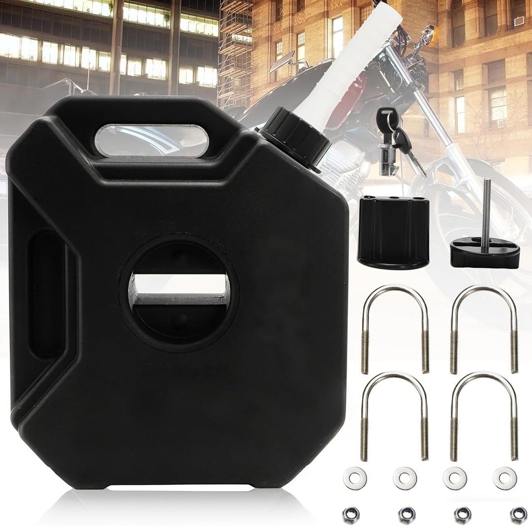 Plastic Engine Oil Jugs with Lid, 1.3 Gallon Water Storage Containers with Lockable Bracket, Portable Water Tank Fluid Container