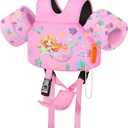 MoKo Toddler Swim Vest for Kids, Swim Arm Floaties Cartoon Swimming Water Wings with Crotch Strap, Pool Float Vests Sleeves Shoulder Straps Arm Band for Children (Pink Mermaid)