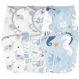 Yoofoss Baby Swaddles for Newborns 100% Organic Cotton, Adjustable Swaddle Sleep Sack 0-3 Months Newborn Swaddle Sack, Breathable Soft(Small) (Blue)