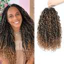 8 Packs Curly Boho Braids Faux Locs Crochet Hair, 14 Inch Goddess Locs Crochet Hair, Hippie Locs, Hair Extensions (14 Inch, 8 Packs, OT27#)