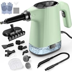 Handheld Steam Cleaner, Portable Steamer for Cleaning with 18PCS Accessories, 12s Fast Heating, Pressurized Steam Cleaner for Home, Kitchen, Bathroom, Car Detailing, Window, and Clothes, Green