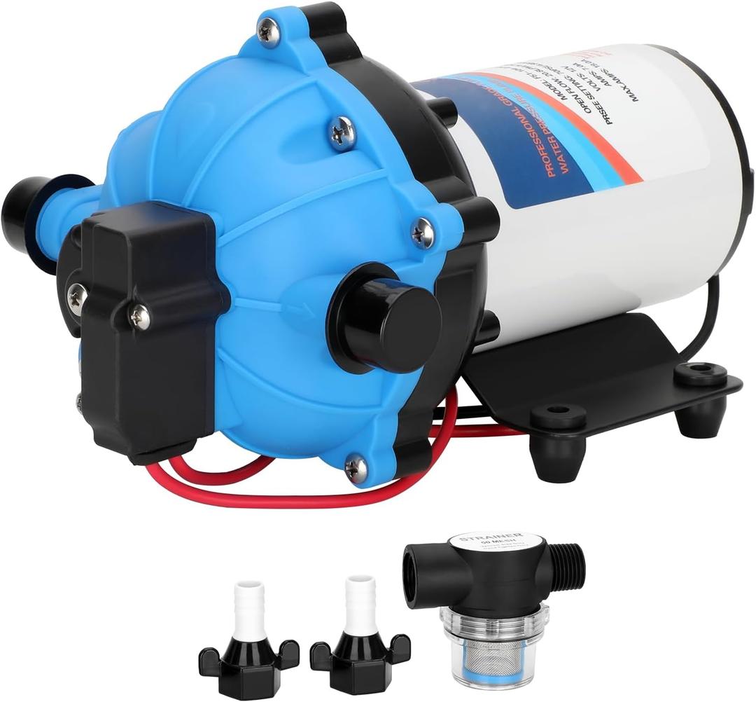 12V Pump, 5.5GPM Diaphragm Water Pump, 60Psi 1/2MNPT Connection,Self Priming Up to 10 Feet .Ideal for Sprayer and Pressure Washing (Blue)