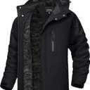 TACVASEN Men's Winter Jacket Waterproof Ski Coat Warm Fleece Lined Windproof Snowboard Jacket with 4 Pockets Hiking (X-Large, Black)