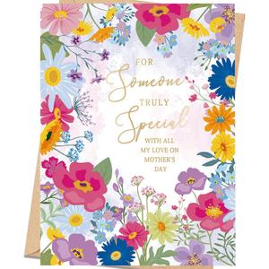 2 x Mothers Day Card for Mom, Wife, Grandma or Step Mom, Happy Mother's Day Card from Daughter, Son or Husband, Beautiful Floral Design