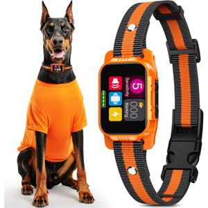 Smart Dog Bark Collar - Anti Barking Device for Large Medium Small Dogs, Stop Excessive Barking & Aggression Behavior, with 5 Modes & 5 Sensitivity, IP67 Waterproof for Indoor/Outdoor Use, Orange
