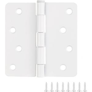 Design House Door Hinges for Interior Doors 6-Pack 4-inch x 4-inch  Rounded 1/4-inch Radius Steel Door Hinge  Painted White  Fits Standard Doors  Design House 188056
