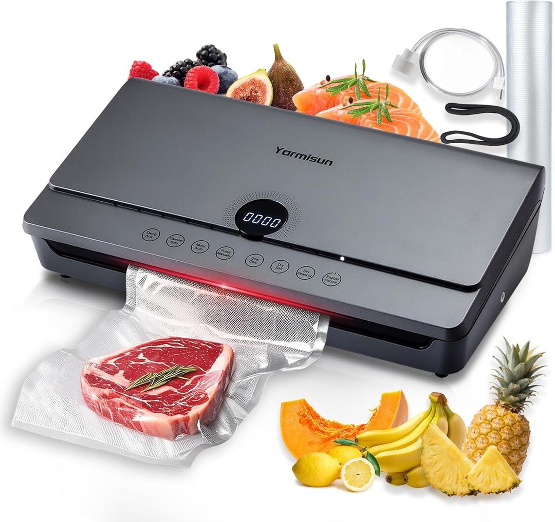 Yarmisun Vacuum Sealer for Food 90Kpa Powerful Vacuum Sealing Machine 7 in 1 Modes with Freshness Storage Bag Powerful Big Size (No pressing needed)