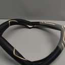 Car Steering Wheel Cover, Leather Steering Wheel Cover Beige Universal 14.5-15 Inch Microfiber Leather Anti-Slip Breathable Auto Steering Wheel Covers for Men Women (Black & Beige)