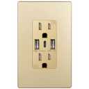 TOPGREENER USB Outlet, 3-Port Type C 3.6A 18W USB Wall Outlet, 15 Amp Tamper-Resistant Receptacle Plug, Charging Power Outlet with USB Ports, UL Listed, TU21536AC3-GD, Gold with Wall Plate