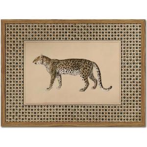 Vintage Leopard Wall Art Cheetah Safari Wall Decor Paintings, Wildlife Animal Poster Canvas Prints Aesthetic for Living Room Bedroom 12x16 inch Wood Framed (Brown)