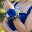 Fnize Corsage and Boutonniere Set for Prom Homecoming Graduation Wedding, Silk Wrist Corsages for Women and Boutonniere for Men with Faux Rose Artificial Peony (Royal Blue)