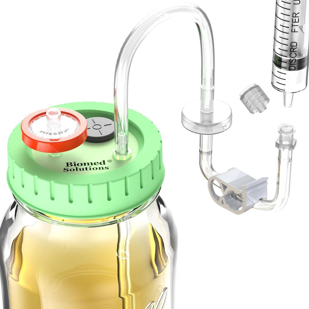 Upgraded Lliquid Culture Lid with Tubing for Media Extraction Standard Mason Jar Mycology Tube Lid for Mushroom growing (1pcs)