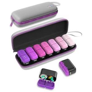 Weekly Pill Organizer, 7 Day Travel Medicine Pill case with Moisture-Proof Silicone Lid, Large AM PM Daily Pill Organizer 2 Times a Day for Vitamins & Supplements, Secure Zipper Pill Box