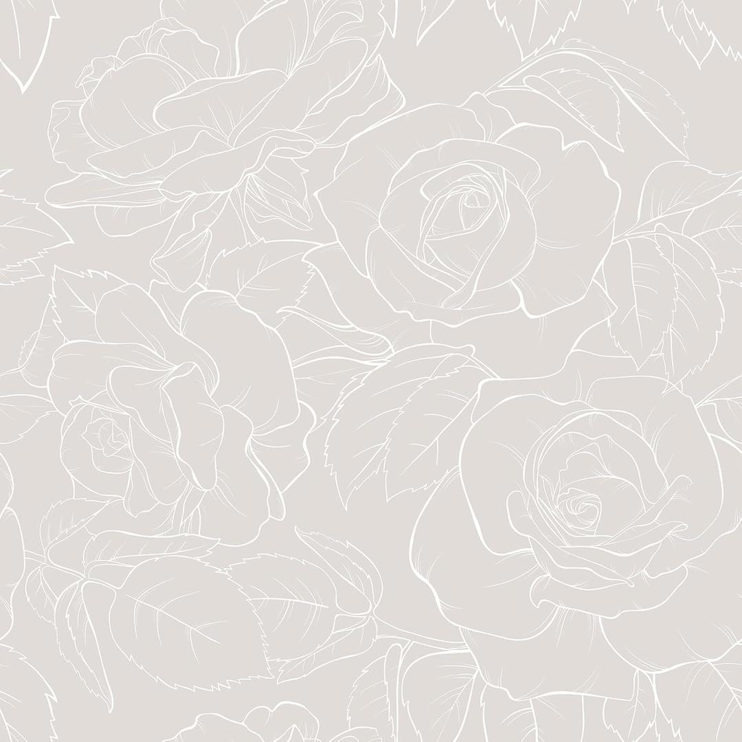 VEELIKE 17.7''x354'' Neutral Grey Line Drawing Floral Wallpaper Mural Boho Peony Peel and Stick Wallpaper for Bedroom Bathroom Removable Self Adhesive Vintage Wallpaper Floral Contact Paper for Walls