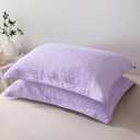 WINLIFE 100% Cotton Quilted Pillow Sham Floral Printed Pillow Cover (Standard, Purple) 26" X 20" (Pack of 2)