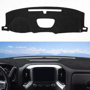 Dash Cover Mat Fit for 2019-2022 2023 2024 2025 Chevy Chevrolet Silverado 1500 2500HD 3500HD, 2019-2023 GMC Sierra 1500 2500HD 3500HD w/o Head Up Display and Speaker Cutout Dash Pad Protector