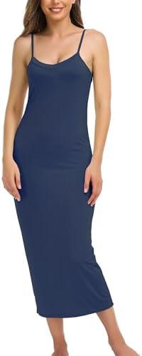 Vlazom Women Full Slips Sexy Soft Slip Dress for Under Dress Spaghetti Strap Cami Slip Chemises V Neck Negligee XL