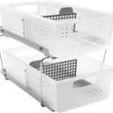 madesmart 2-Tier Organizer, Multi-Purpose Slide-Out Storage Baskets with Handles and Dividers, Frost (1-Pack)