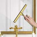 HIWARE All-Purpose Shower Squeegee for Shower Doors, Bathroom, Window and Car Glass - Brass, Stainless Steel, 10 Inches