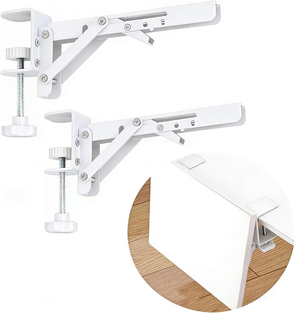 Under Desk Keyboard Tray Support Bracket Adjustable Desktop Extension Board Stand Clamp-on Keyboard Holder Arm Rest Tray Extension Plate Support Rack for Desk, NO Board/Tray, 1 Set (Style02-White)