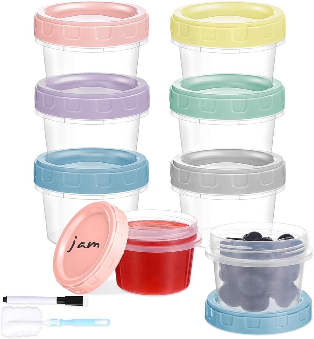 6pcs 2 oz Salad Dressing Container To Go Small Sauce Containers with Lids, Reusable Condiment Cups for Lunch Box, Leakproof, Freezer, Microwave & Dishwasher Safe