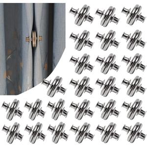 25 Pairs Magnetic Curtain Clips, Curtain Weights Magnets for Thin Drapery, Curtain Magnets Closure Prevent Light Leaking, Double Sided Magnetic wtih Strong Heavy Magnets