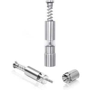 Single Stainless Steel Salt and Pepper Grinder Set, Manual Refillable Peppercorn Mills with Push Button, Thumb Grinder, Sliver White, One Piece (1 PC SPRING)