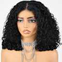 ijoy Burmese Curly Human Hair Wig 13x4 Lace Front Wigs with Spiral Curls End 180 Density Pre Plucked Brazilian Tiny Knots 16 Inch Lace Frontal Wig Natural Black Blend Curly