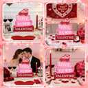 4 Pcs Valentine's Day Wooden Tiered Tray Decor, Love Truck Decorations Gifts for Lover Wife Husband Boyfriend Girlfriend, Valentine Table Centerpiece for Home Kitchen Bedroom Decor (Deep Pink)