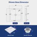KPUY 36'' X 36'' Shower Base Pan with Center Drain, Carrara White