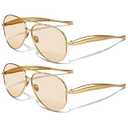 YDAOWKN Retro Gold Aviator Sunglasses for Women Men, Metal Oversized 70s Aviators Sun Glasses