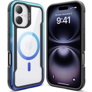 RAPTIC Shield 2.0 for iPhone 16 Pro, Military Grade 13ft Drop Tested, Anti-Fingerprint Anti-Yellowing Clear Case, 6.3 inch, Blue