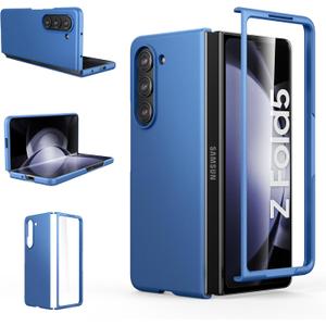 Foluu Slim Fit Case for Samsung Galaxy Z Fold 5 Case, with Front Built-in Screen Protector, Ultra Thin Matte PC Protective Cover for Samsung Galaxy Z Fold5 5G 2023 (Blue)