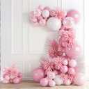 PartyWoo Baby Pink Balloon Arch Kit Garland 152pcs Different Sizes of 18 12 10 5 Inch White Light Pastel Pale Metallic Pink Confetti Balloons for Baby Shower Princess Birthday Party Decorations