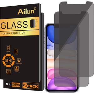 Ailun Privacy Screen Protector for iPhone 11 / iPhone XR [6.1 Inch] 2 Pack Japanese Glass Anti Spy Private Case Friendly, Tempered Glass